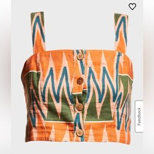 Tiffany Abstract Button-Front Cropped Tank Top